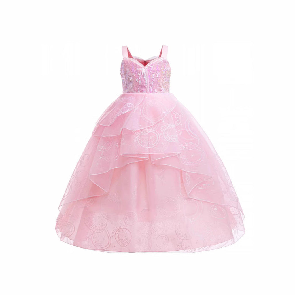 Glinda Cosplay Dress – Pink Princess Ball Gown for Girls (Wedding, Stage) Size