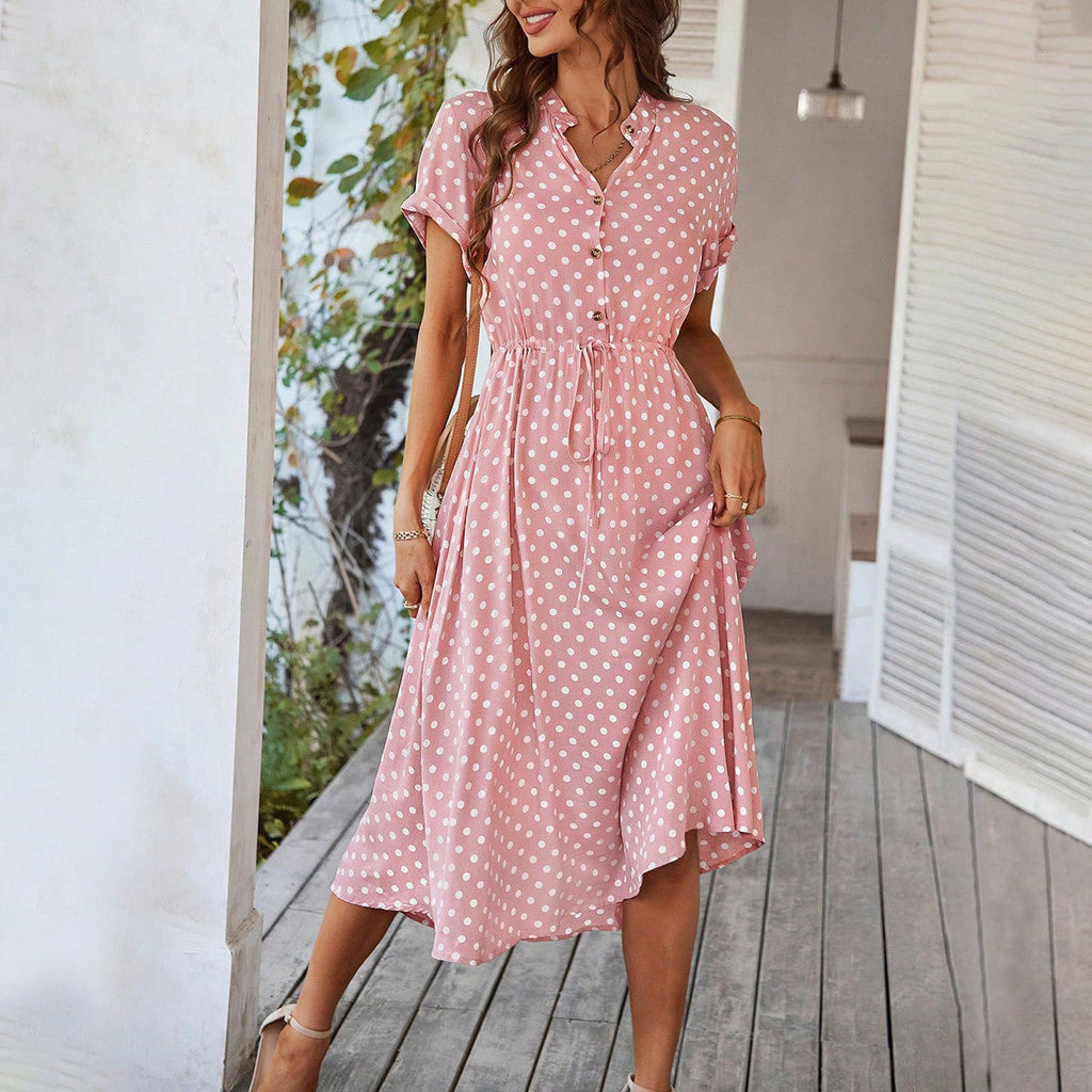 Damen Polka-Dot Midikleid, Größe