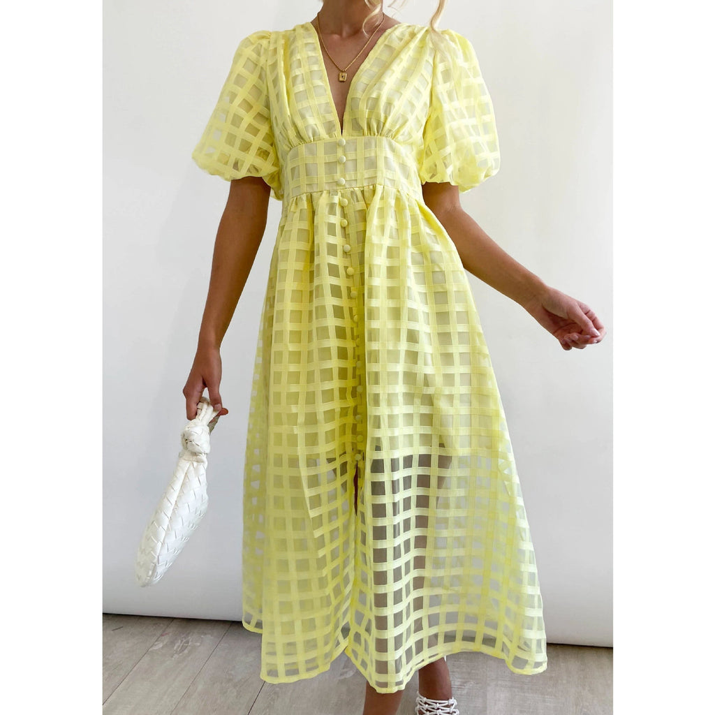 Valenzora | Midi dress with puff sleeves