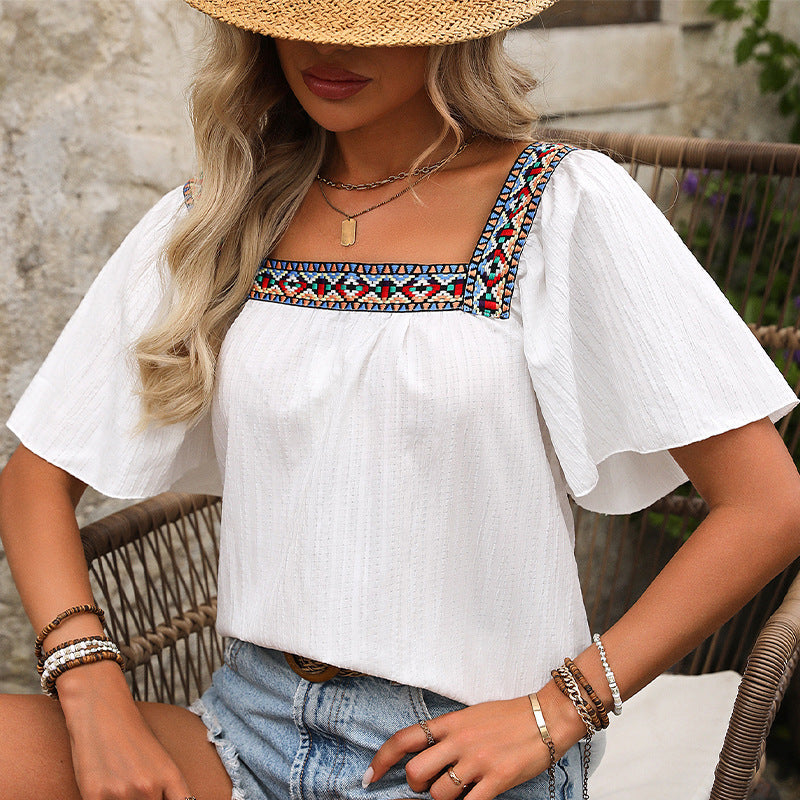 Damen-Luftsommerbluse mit Stickerei, Größe