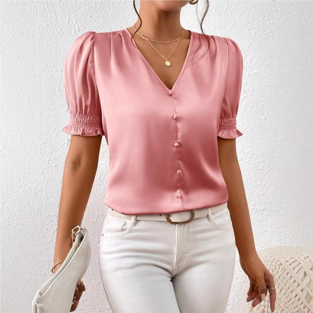 Valenzora | Casual short-sleeved ruffled shirt
