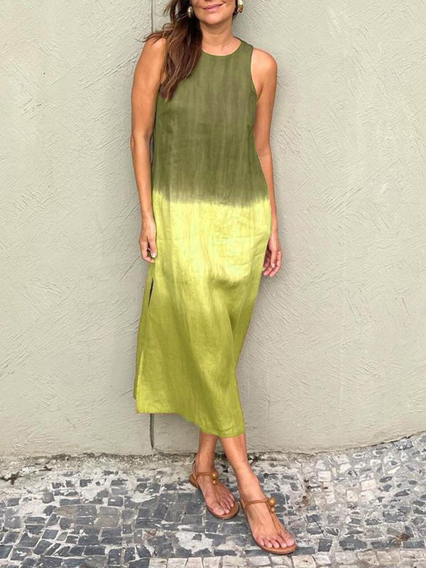 Valenzora | Casual Cotton-Linen Sleeveless Gradient Dress