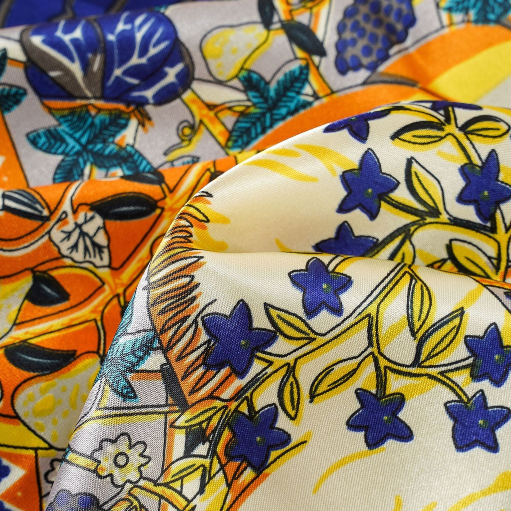 Damen-Luxusseidenschal mit kunstvollem Blumenmuster und schimmerndem Glanz, Größe Valenzora