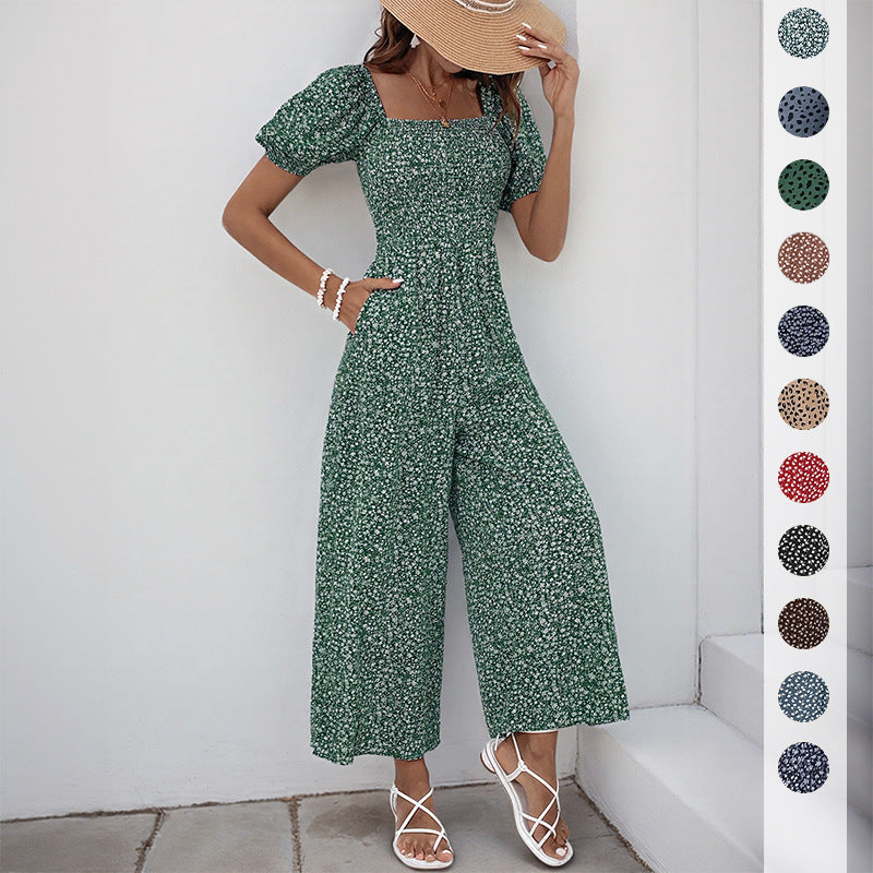 Damen-Oversize-Jumpsuit mit Puffärmeln und Gummizug in der Taille, Größe