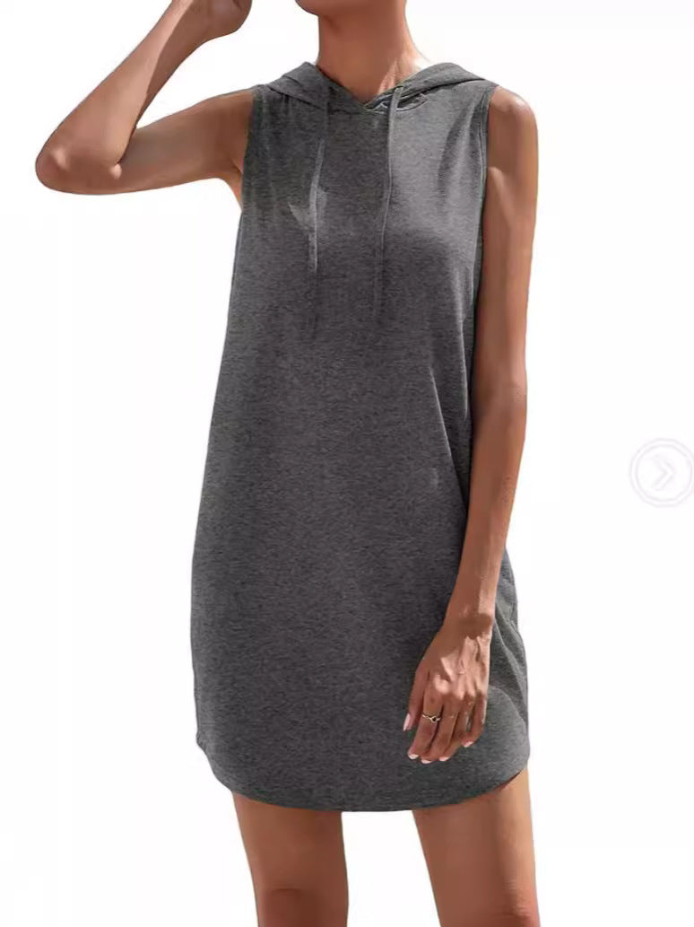 Women's hooded dress in breathable jersey material Drune