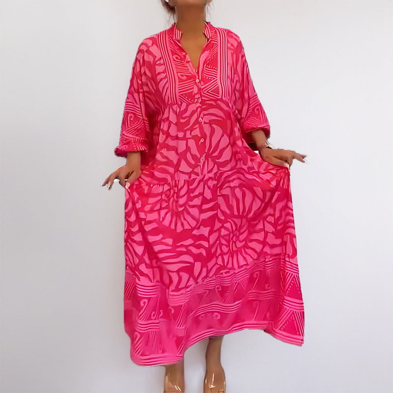 Women's tunic dress with unique graphic print and wide sleeves, size [size missing]