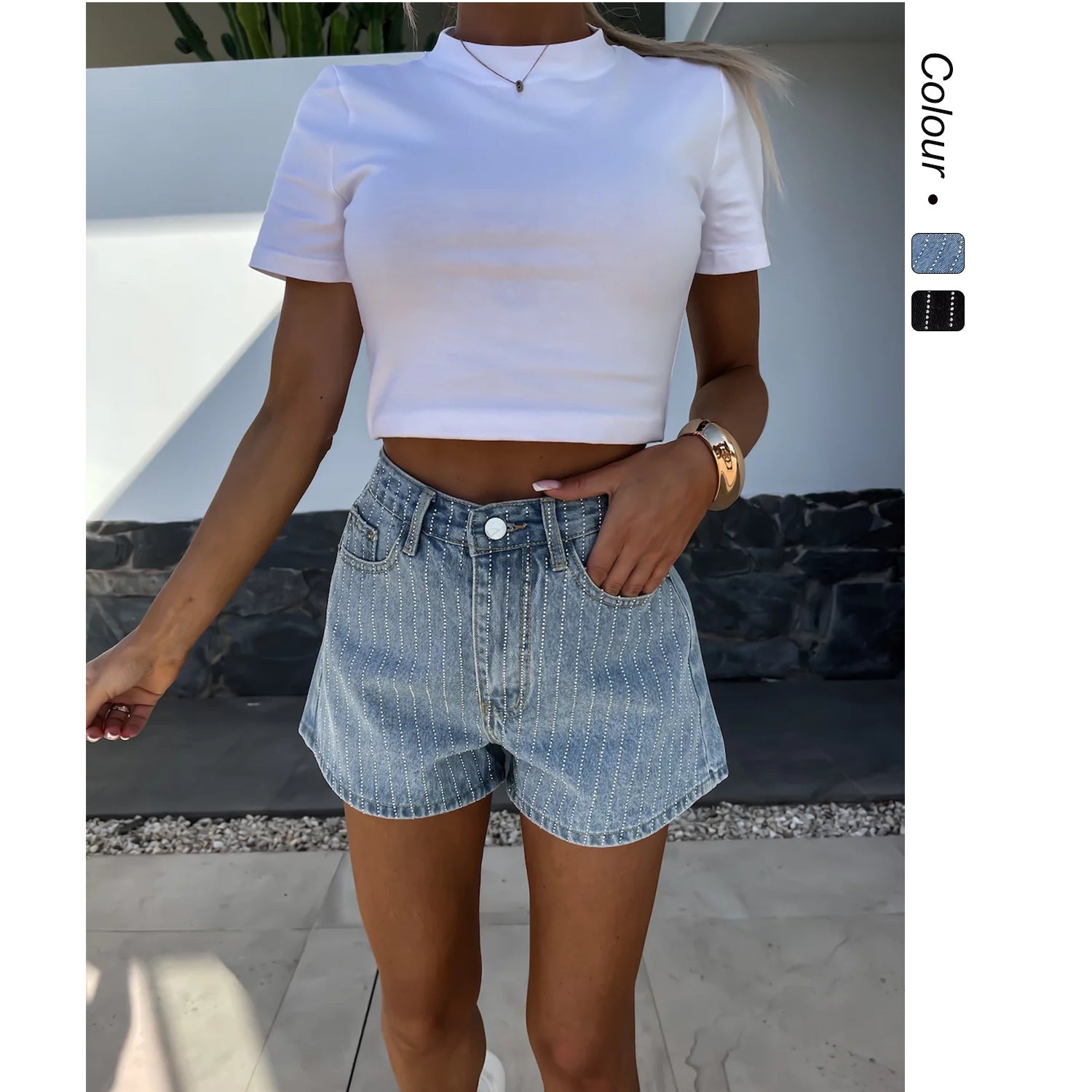 Striped Spirit Denim Shorts