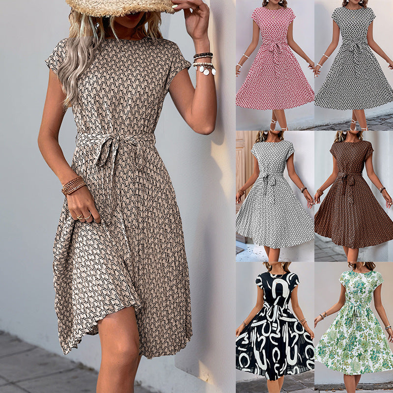 Damen Midi-Kleid mit asymmetrischem Schnitt und modischem Bindegürtel, Gr.