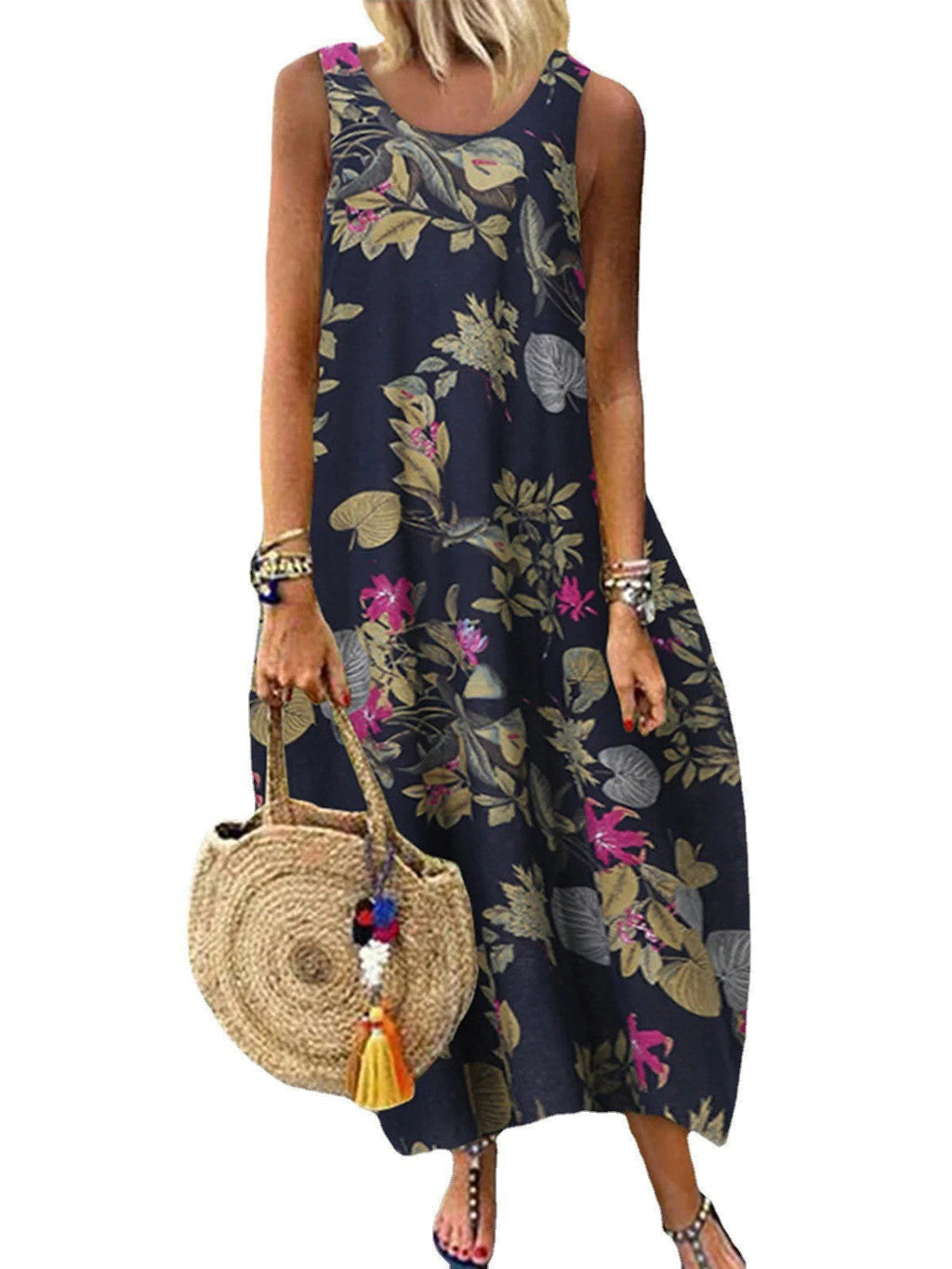 Valenzora | Retro Sleeveless Round Neck Women's Dress