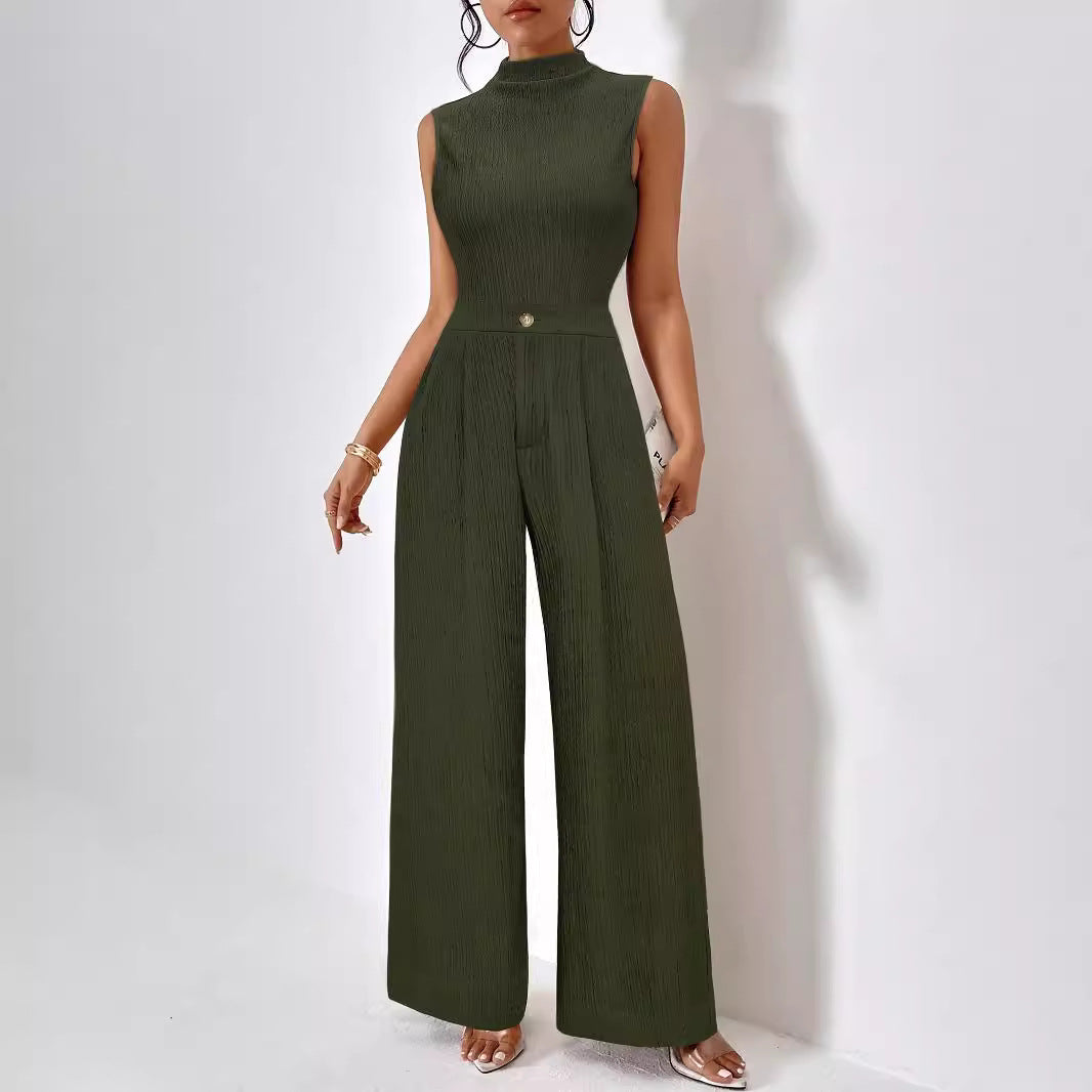 Eleganter Damen-Overall mit Rippstruktur und Stehkragen, Größe