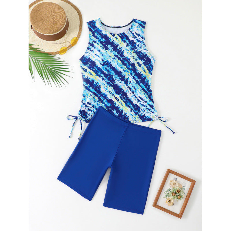 Sportliches Tankini-Set für Damen mit modischem Aquarellmuster und bequemen Shorts, Größe [size]