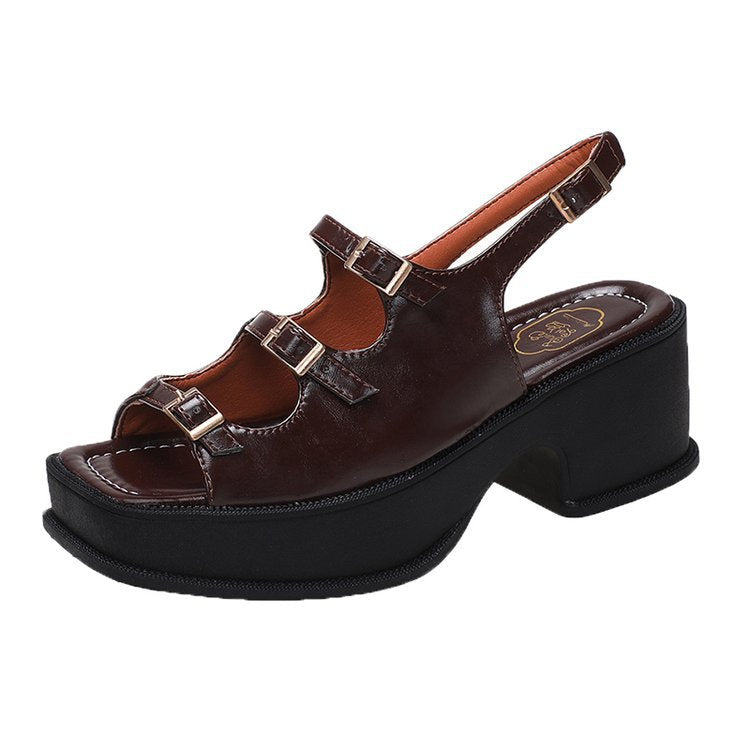 Damen Plateau-Sandalen mit verstellbaren Riemen und modischem Blockabsatz, Größe Valenzora