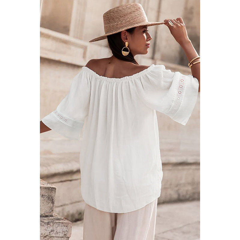 Damen-Off-Shoulder-Bluse mit Stickerei, Größe