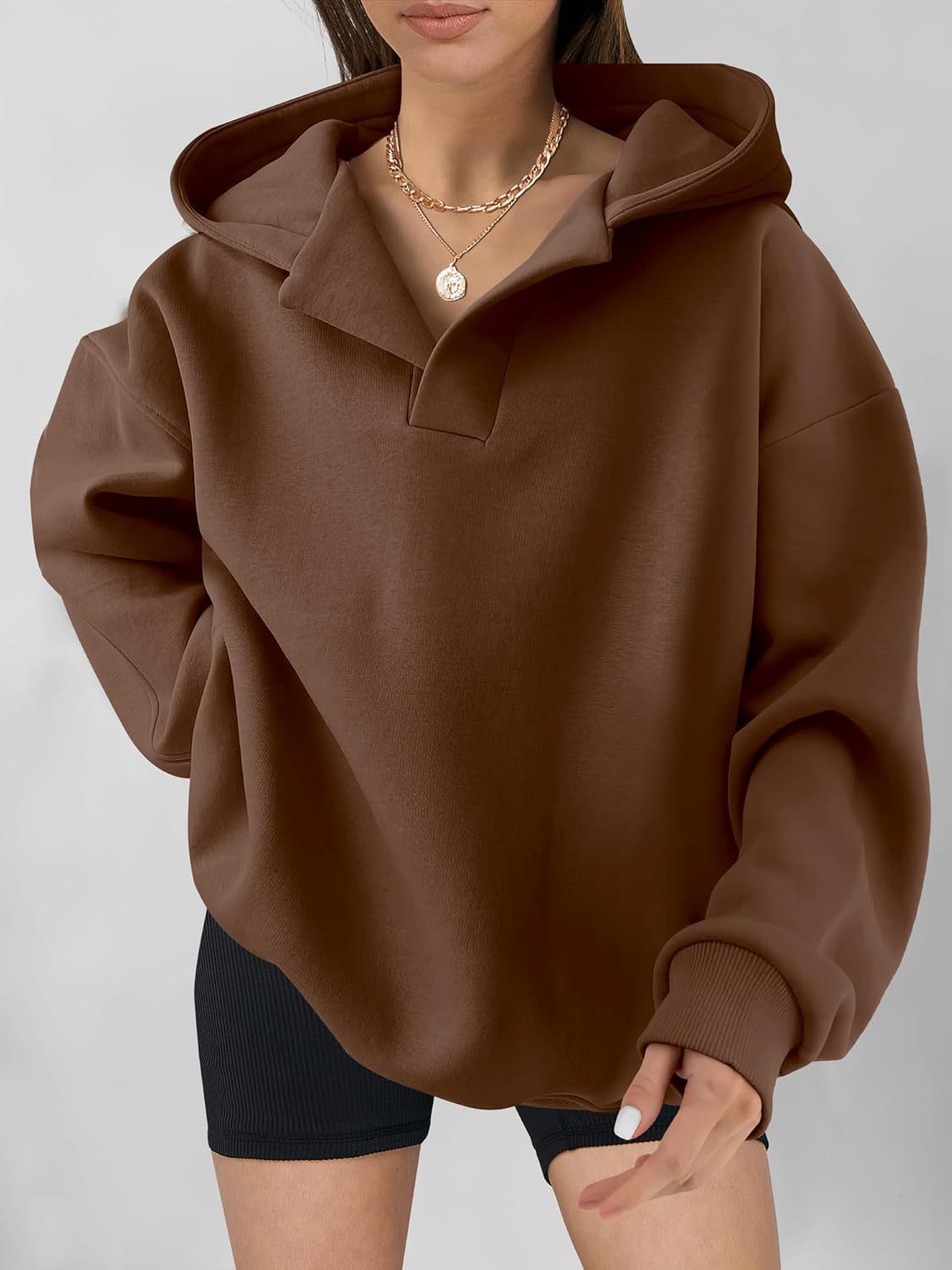 Oversized Hoodie für Damen mit modernem Kragen und lässiger Passform, Größe [size missing]
