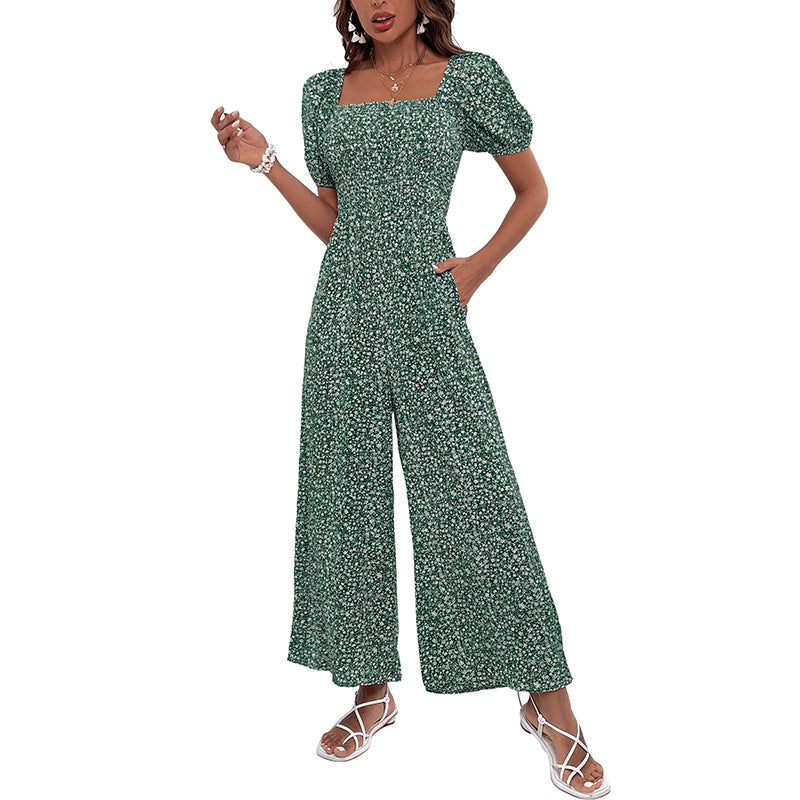 Damen-Oversize-Jumpsuit mit Puffärmeln und Gummizug in der Taille, Größe