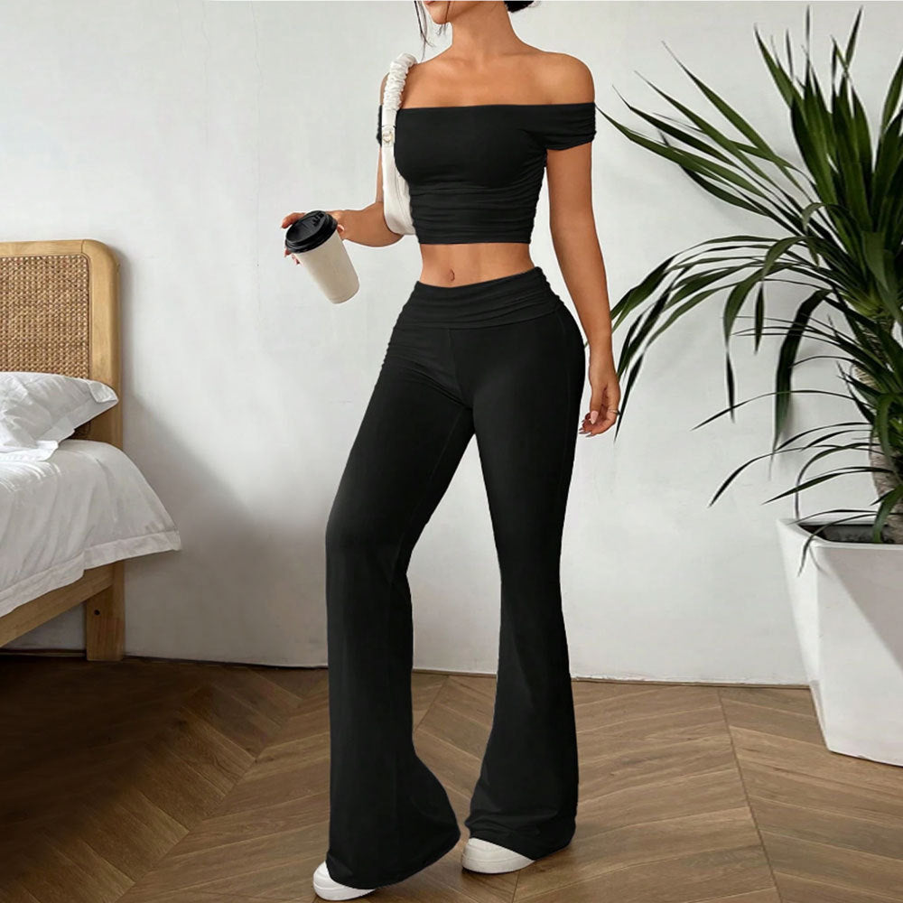 Women's cropped top and palazzo pants set, size