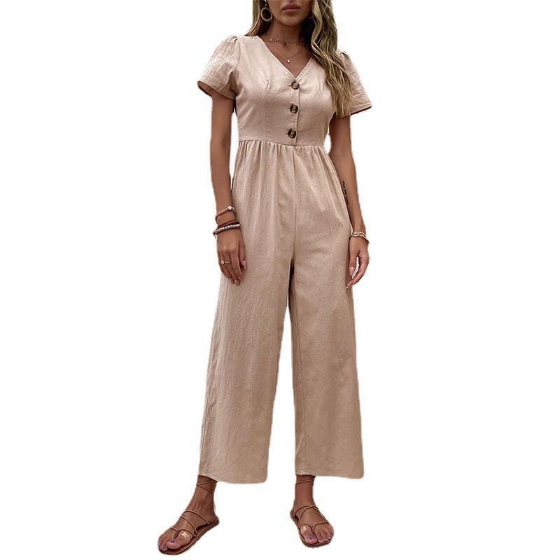 Women's jumpsuit with button details and airy cut, size S