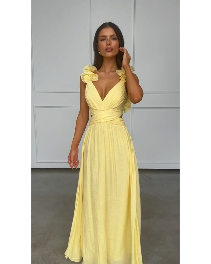 Valenzora | Tied Pleated Solid Color Skirt Dress
