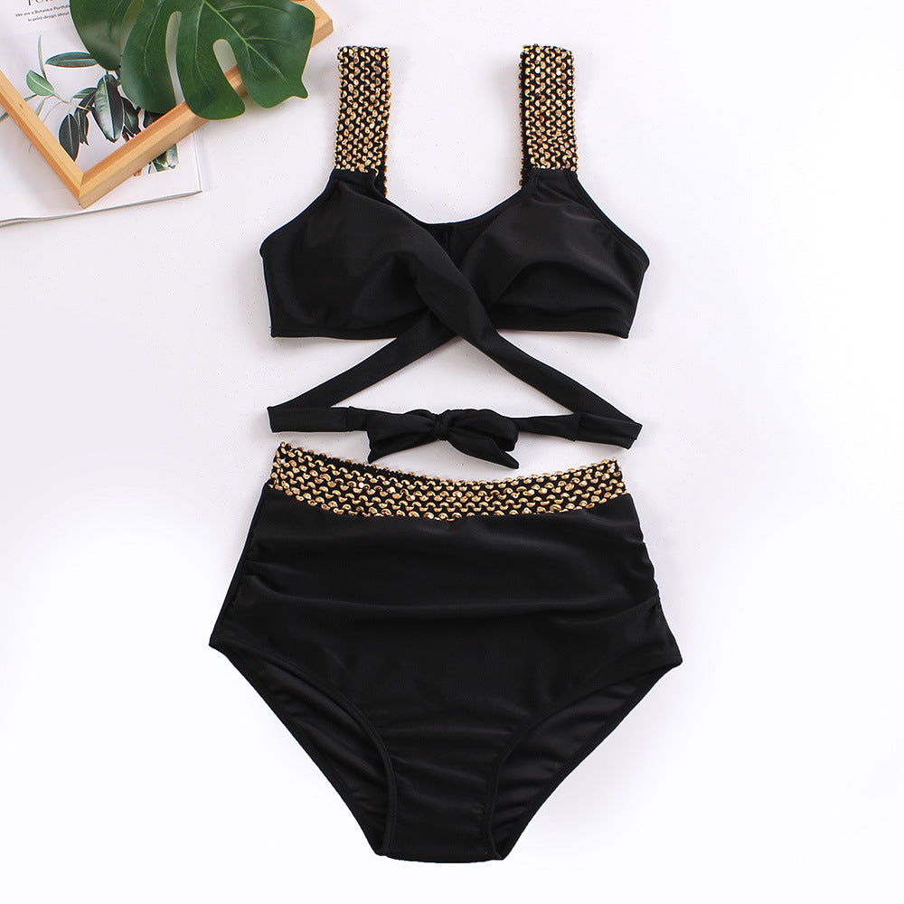 Women's high-cut bikini with fashionable wrap top and glamorous accents, size Valenzora