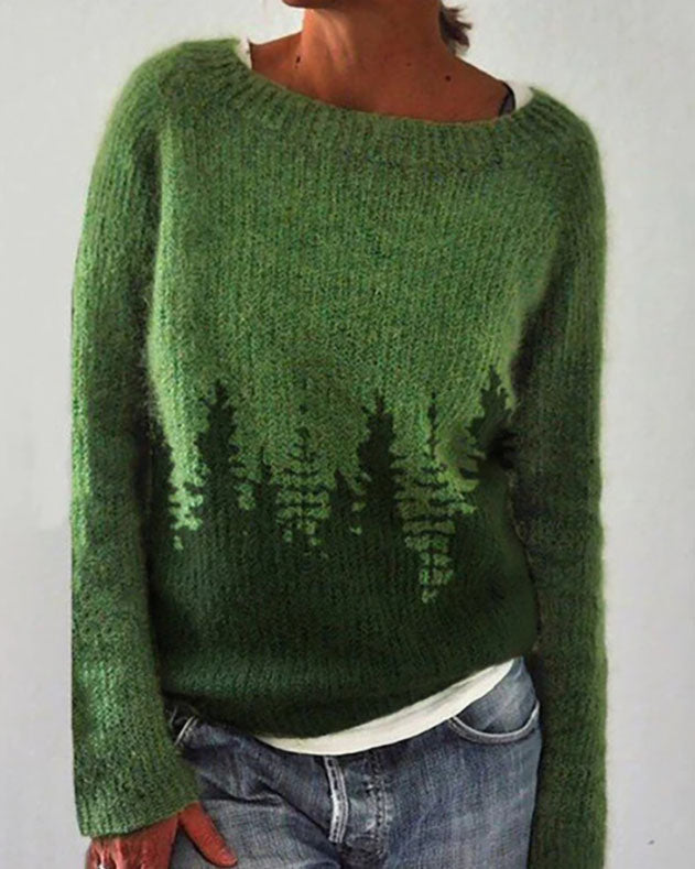 Valenzora forest pattern pullover sweater