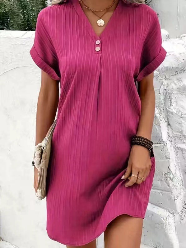 Women's casual midi dress with button details, size