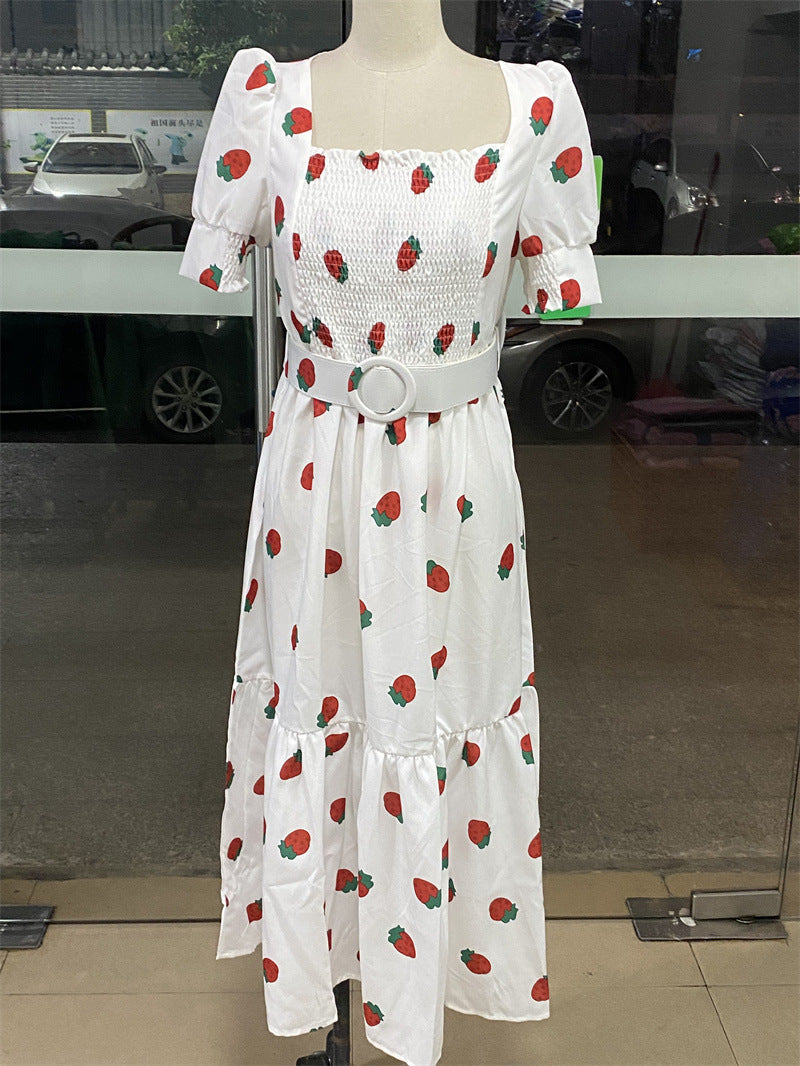 Valenzora | Bedrucktes, tailliertes, elegantes Kleid mit U-Ausschnitt