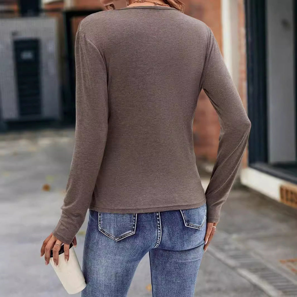 Women's wrap top in soft jersey with a figure-hugging cut, size [size]