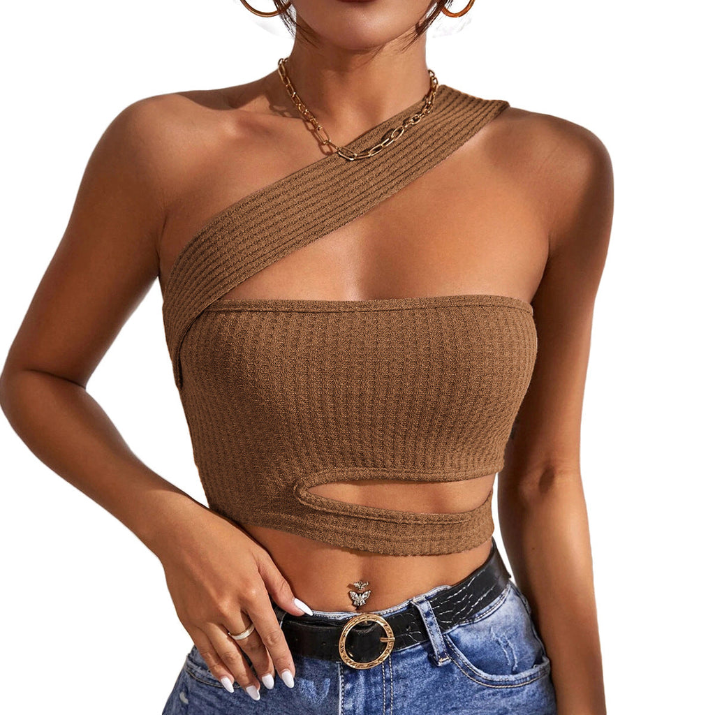 Damen-Asymmetrisches Crop-Top mit innovativem Cut-Out, Größe