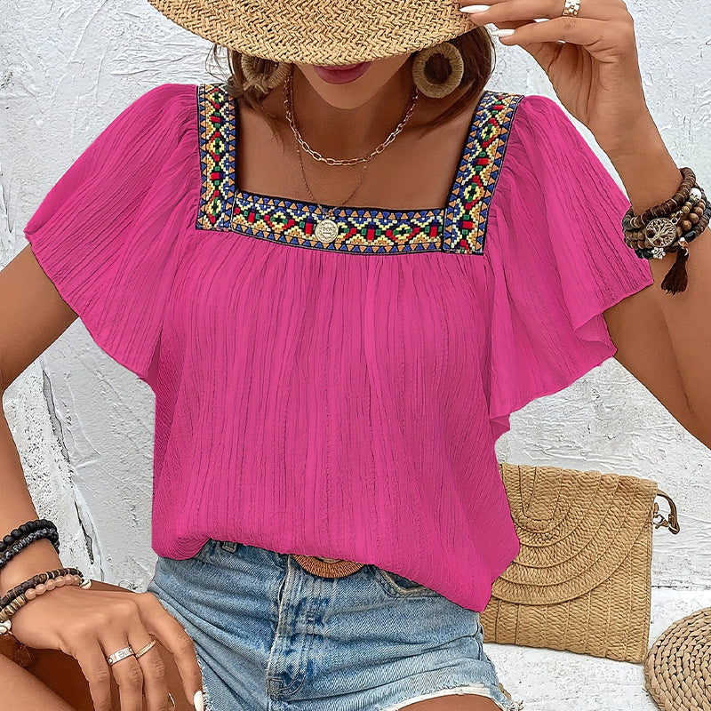 Damen-Luftsommerbluse mit Stickerei, Größe