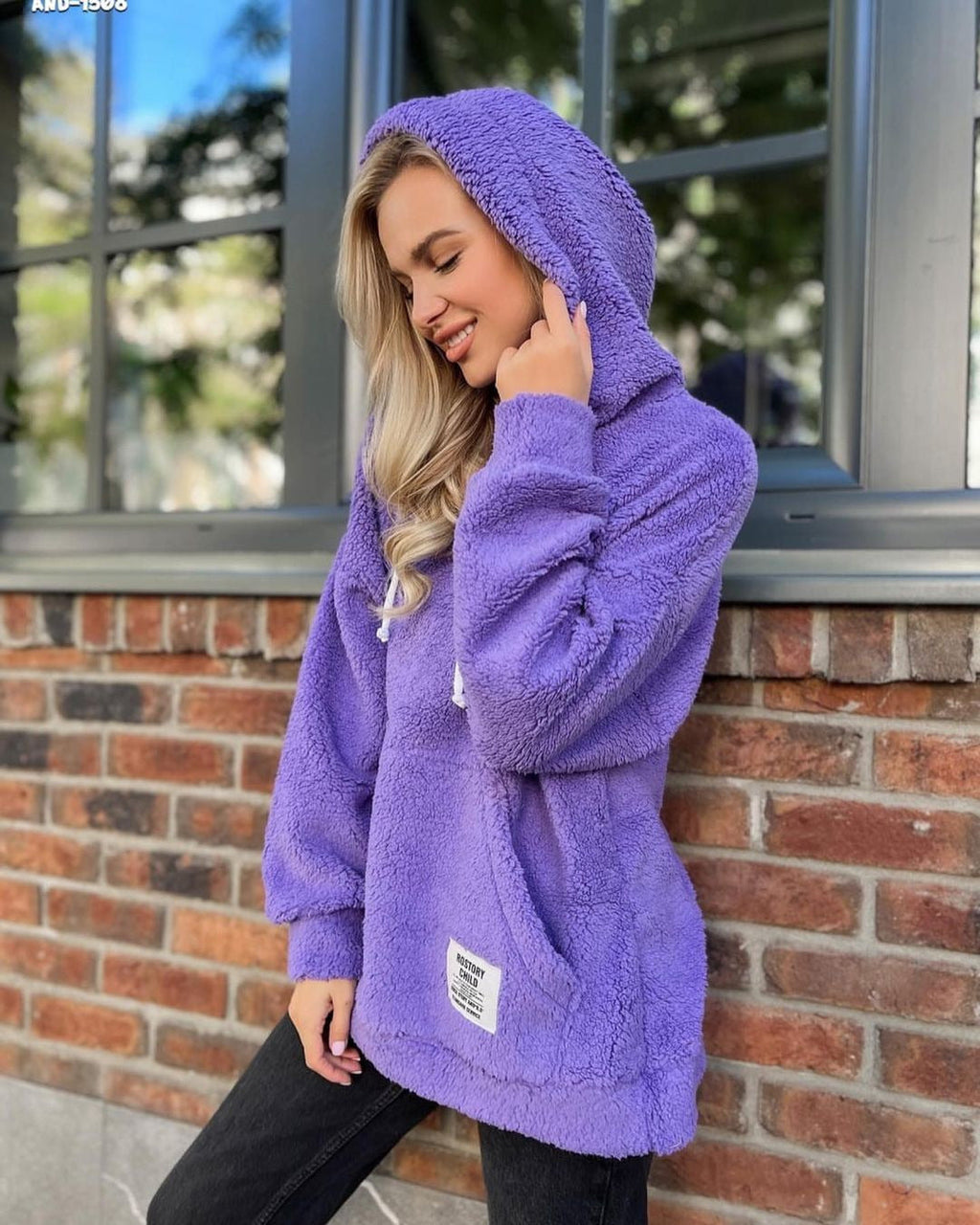 Damen Kuscheliger Fleece-Kapuzenpullover, Größe