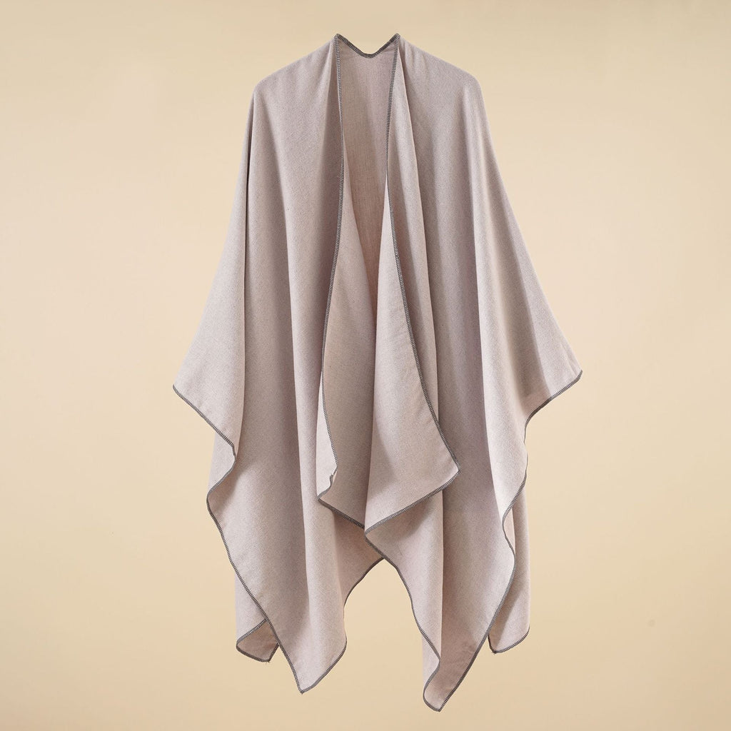 Women's Elegant Wrap Poncho in Soft Wool Blend, Size