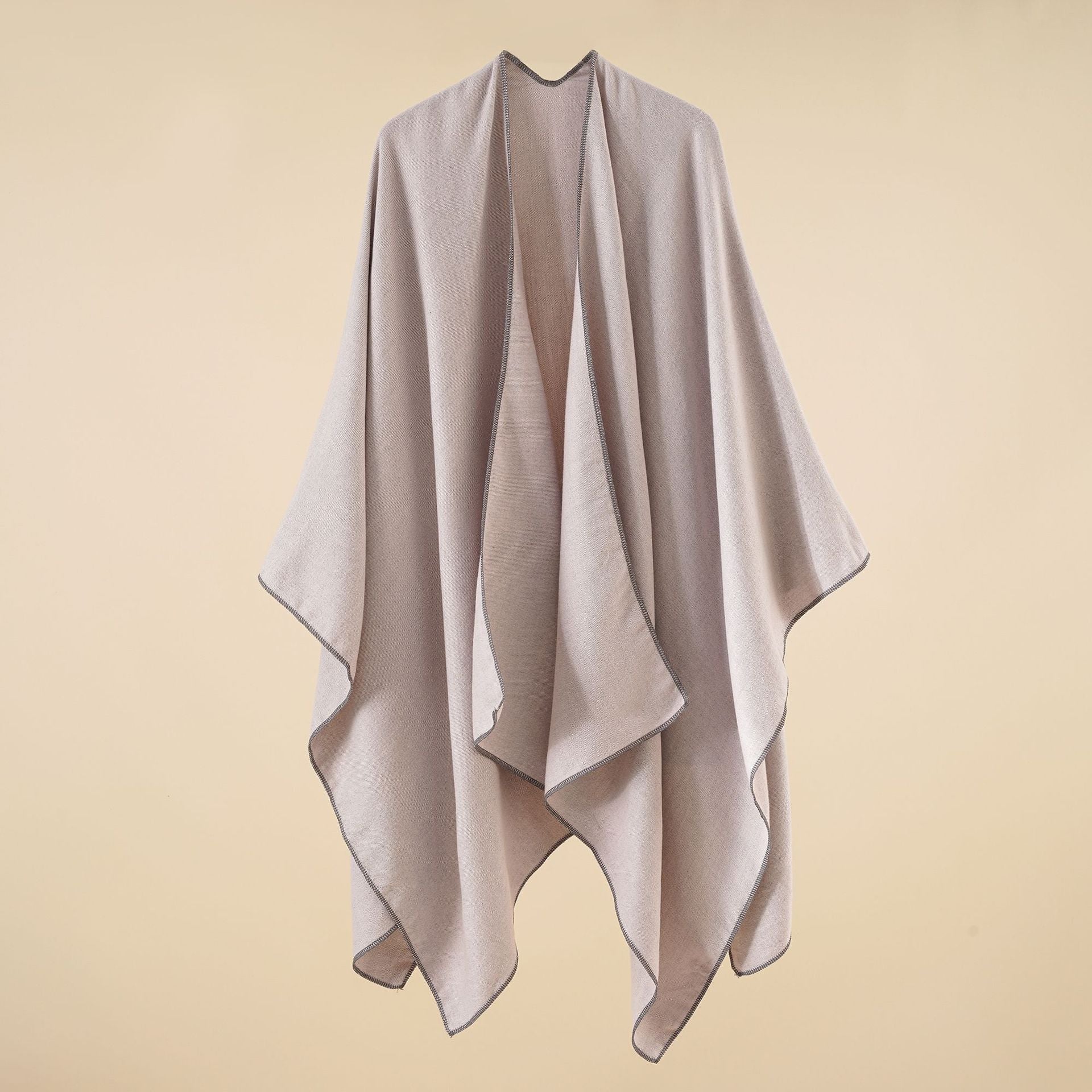Women's Elegant Wrap Poncho in Soft Wool Blend, Size