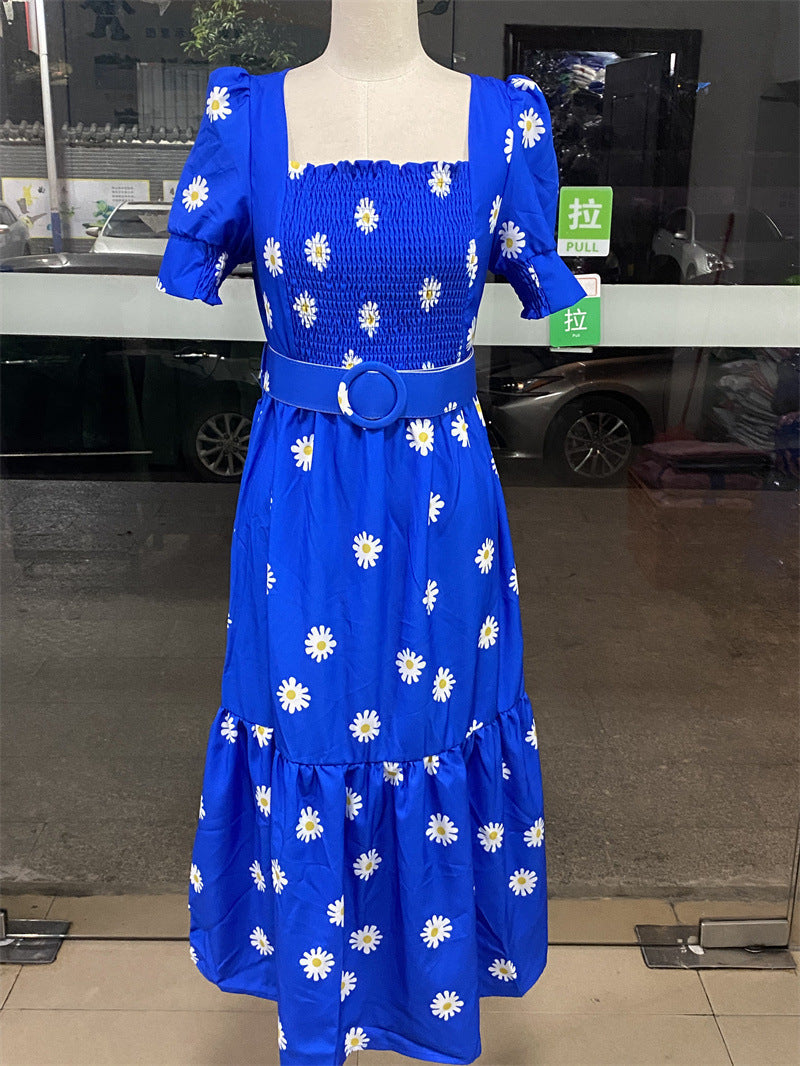 Valenzora | Bedrucktes, tailliertes, elegantes Kleid mit U-Ausschnitt