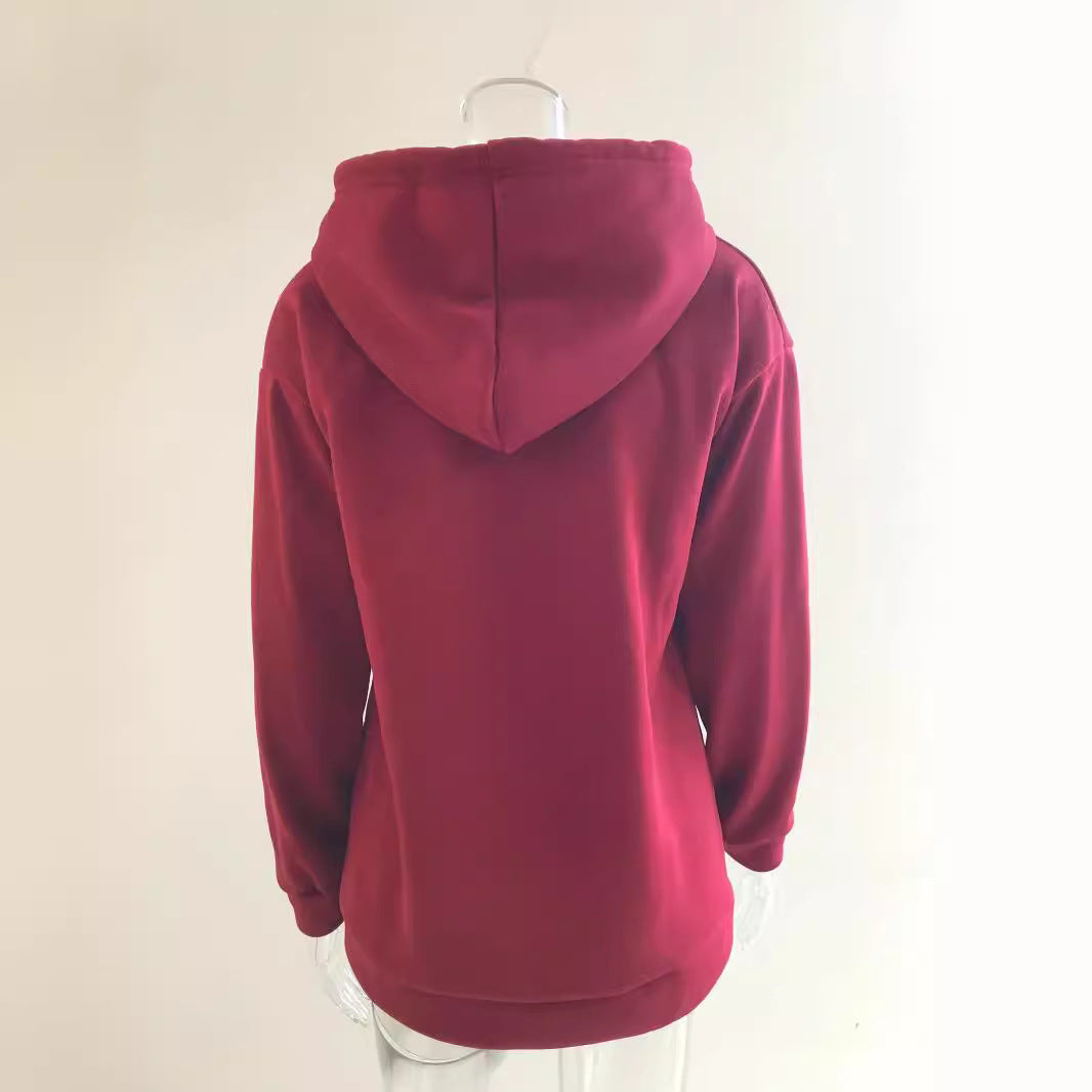 Damen-Kapuzenpullover mit Knopfleiste und lässiger Passform, Größe