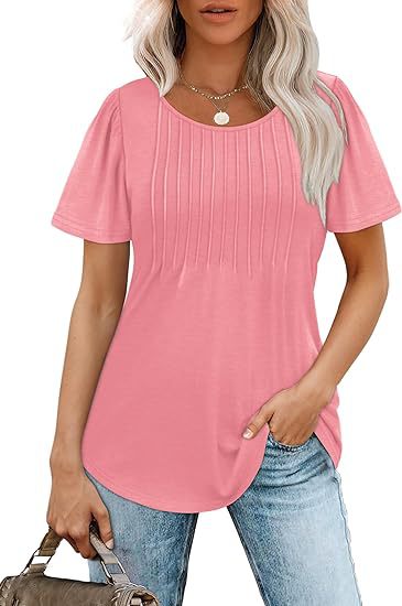 Women's summer T-shirt with pleated design, size