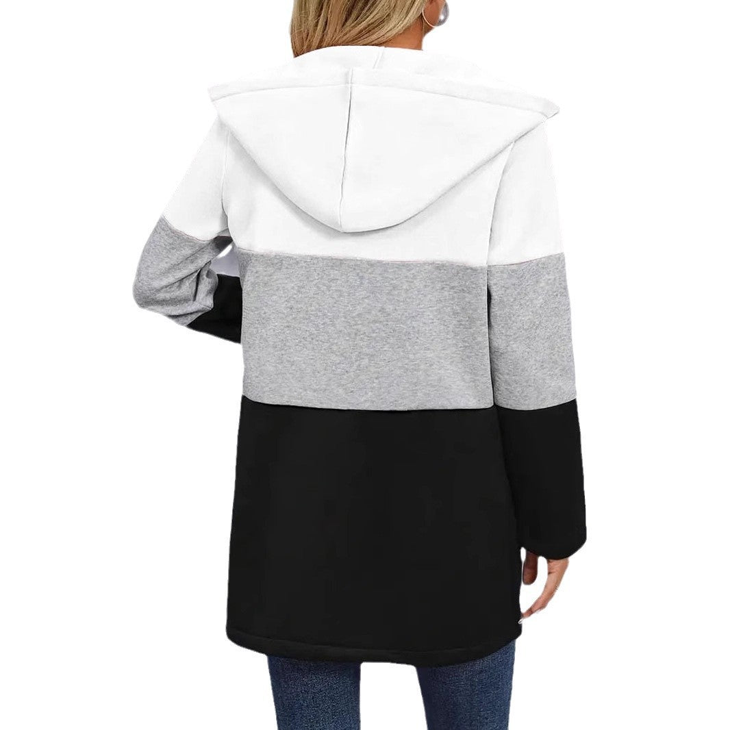 Modischer Kapuzenpullover für Damen mit Farbblock-Design und bequemer Passform, Größe
