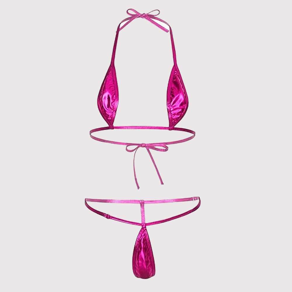 Women's bikini set with a glossy design and adjustable straps, size [size missing]