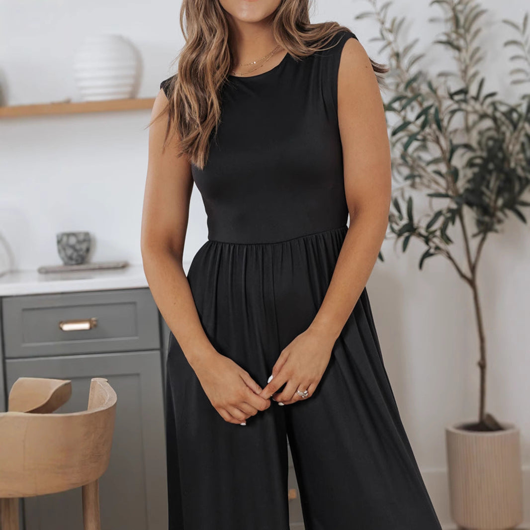 Valenzora | Ärmelloser Jumpsuit mit weitem Bein