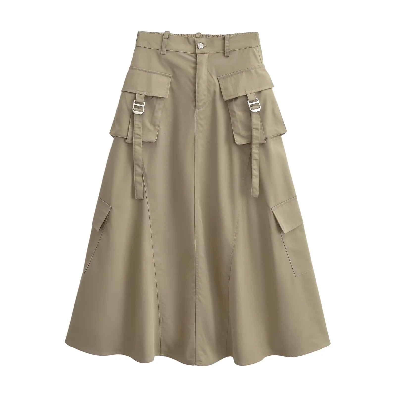 Women's midi skirt with practical cargo pockets and elegant cut, size S
