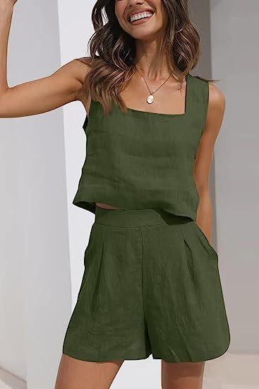 Damen Leichte Sommerbluse und Shorts-Set, Größe