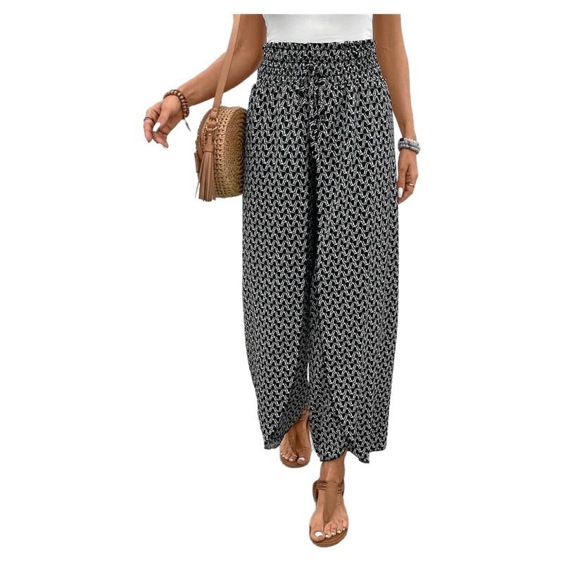 Damen-weite Sommerhose mit Blumenmuster und Gummibund, Größe