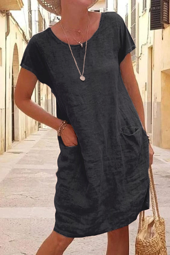 Valenzora | Linen casual dress with pockets
