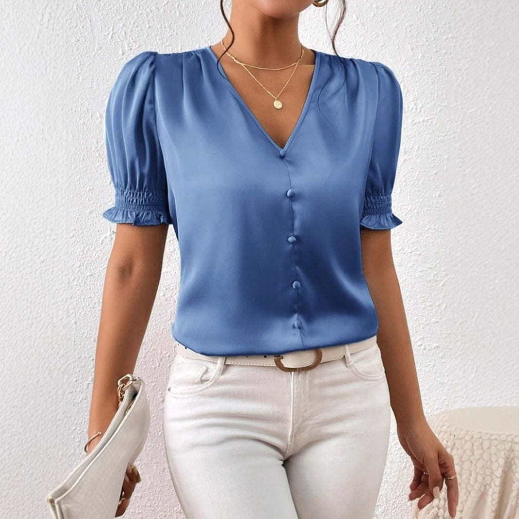 Valenzora | Casual short-sleeved ruffled shirt