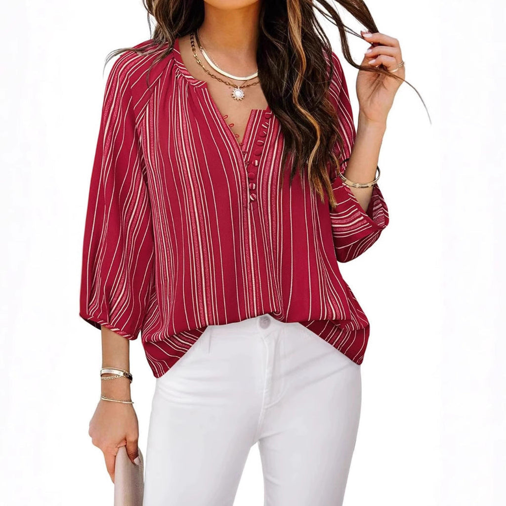 Elegante Damen Tunika-Bluse mit edlem Streifenmuster, Gr.