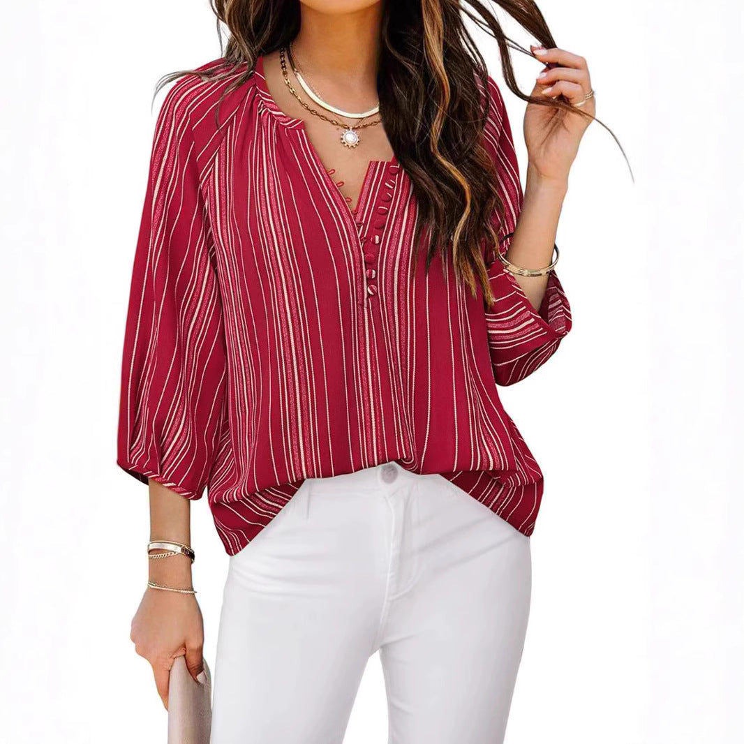 Elegante Damen Tunika-Bluse mit edlem Streifenmuster, Gr.