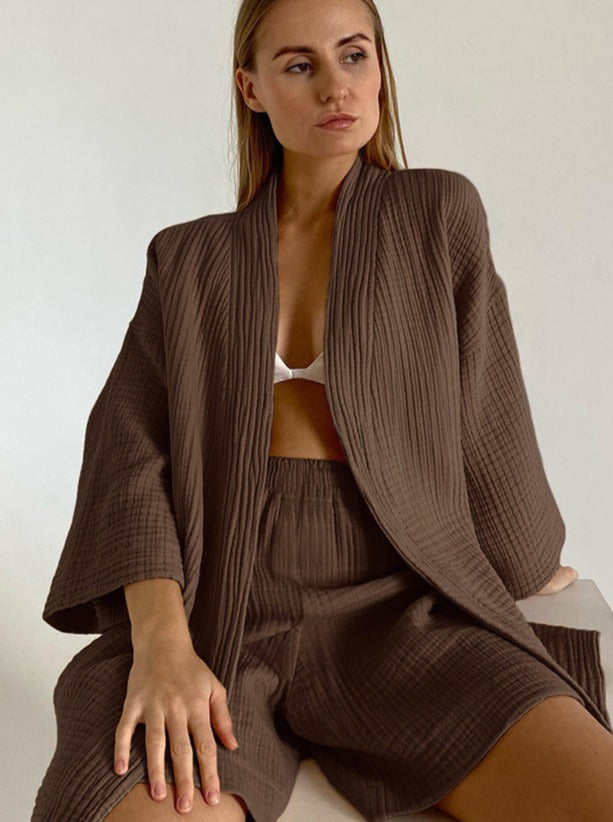 Valenzora Set for home: Loose-fitting cardigan and shorts