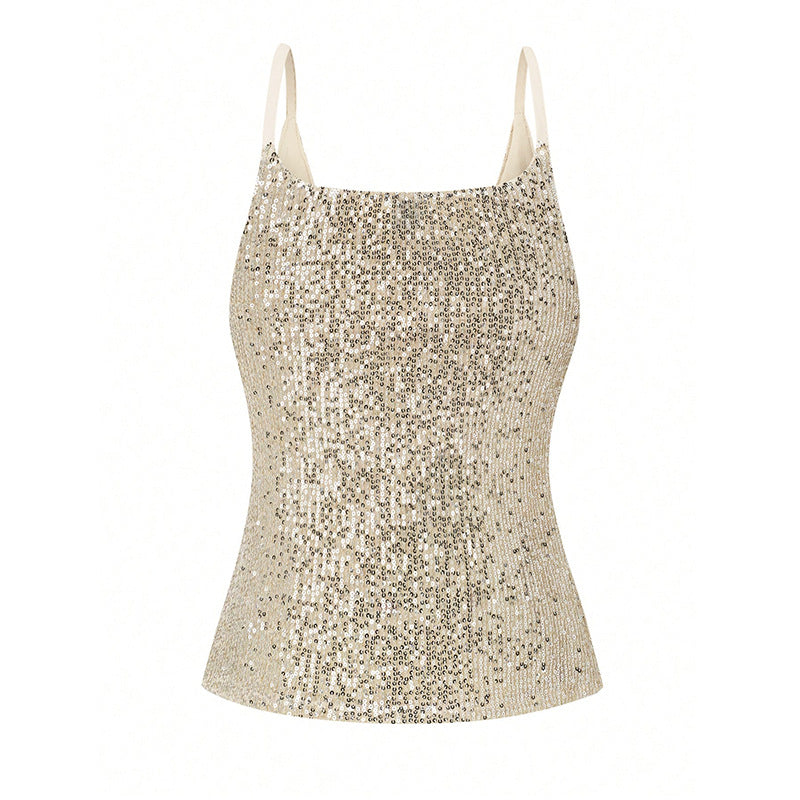 Valenzora | Sequin sleeveless V-neck top