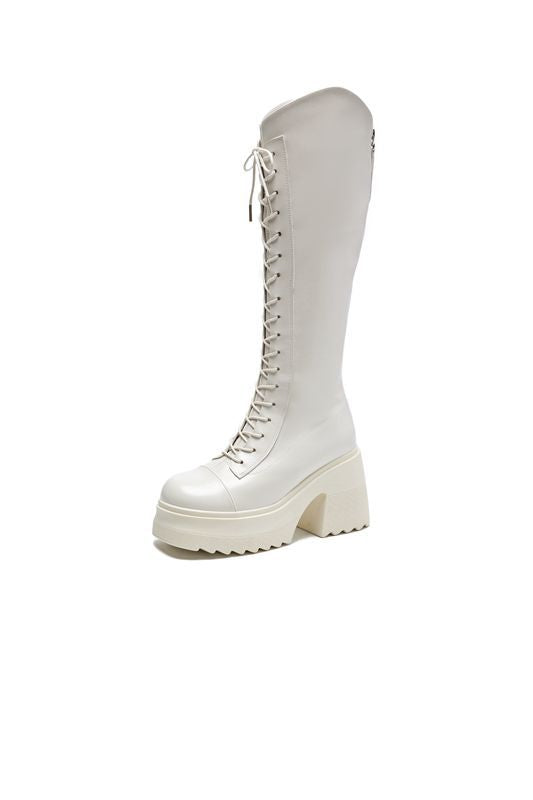 Valenzora | High Boots Damen Stiefel mit Schnürung und stabilem Absatz