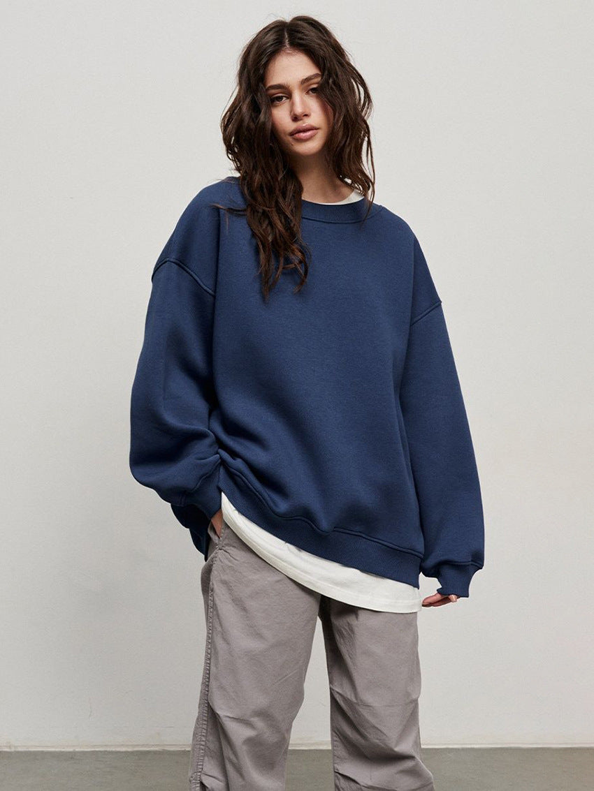 Valenzora | Women's Loose Round Neck Fleece Sweatshirt