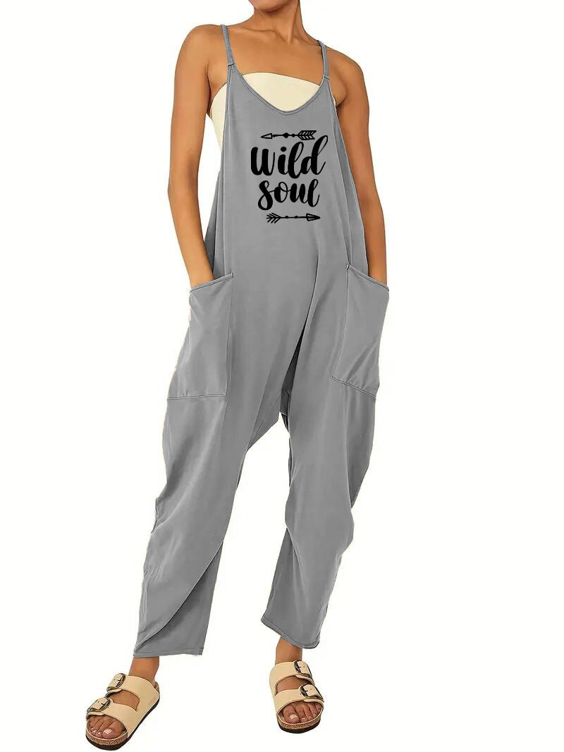 Damen-Jumpsuit mit lockerer Passform und praktischen Taschen, Größe